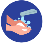 Waschen Sie Ihre Hände vor und nach dem Berühren des Bereichs