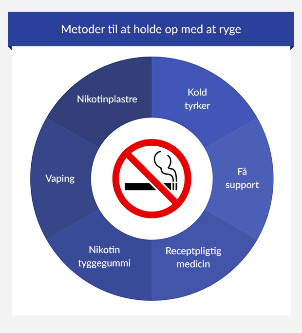 En infografik, der viser seks forskellige metoder til at holde op med at ryge.