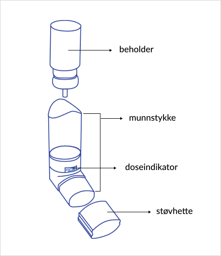 Komponenter i en Atrovent-inhalator