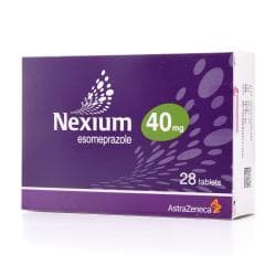 Embalagem de 28 comprimidos de Esomeprazol Nexium 40mg