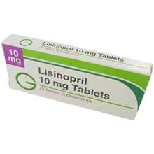 Paket med 10 mg lisinopril tabletter