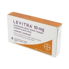 Embalagem Levitra (Vardenafila) 10 mg, 4 comprimidos