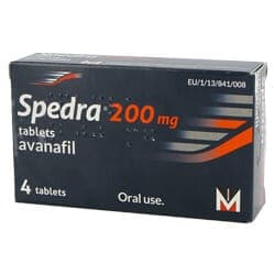 Embalagem Spedra (Stendra) 200 mg, 4 comprimidos 