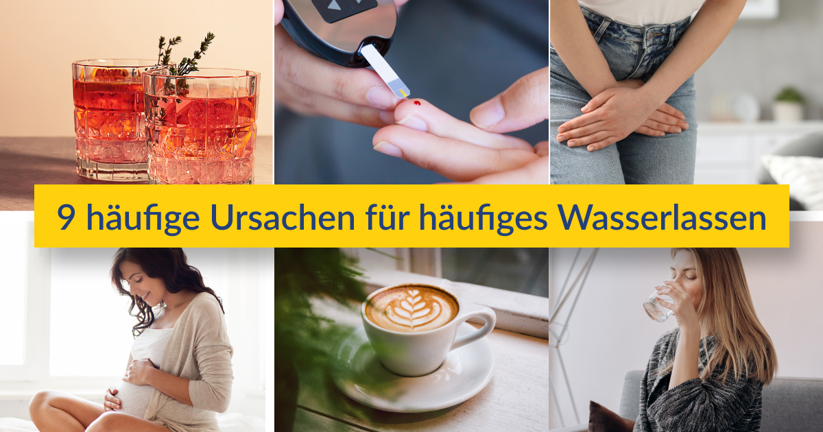 Zusammenstellung von Faktoren zeigen Gründe, warum wir oft Wasserlassen