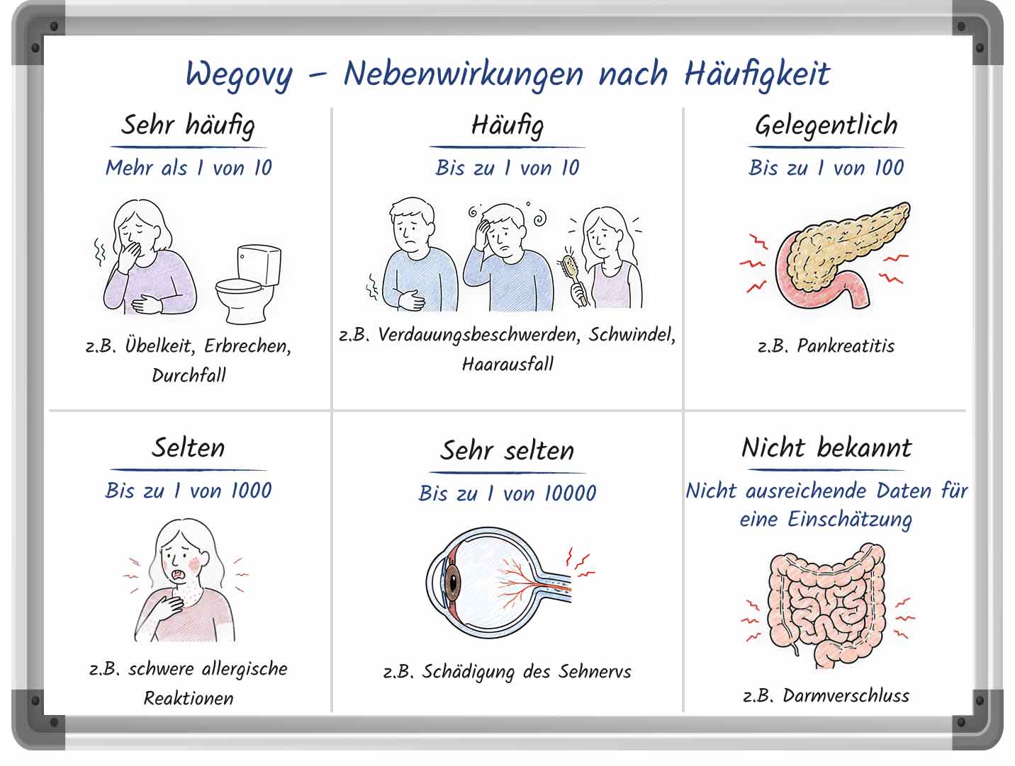 Grafik zeit die Häufigkeit von Wegovy-Nebenwirkungen.