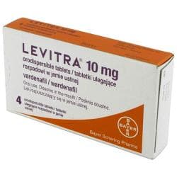 Packung von Levitra 10mg mit 4 Tabletten 