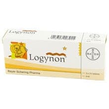 Logynon mit Levonorgestrel und Ethinylestradiol 3x21 Filmtabletten Verpackung