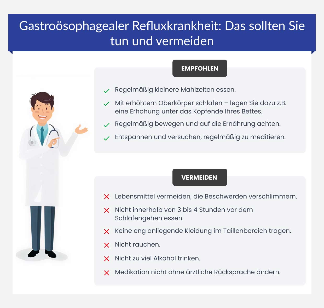 Gastroösophagealer Refluxkrankheit: Das sollten Sie tun und vermeiden