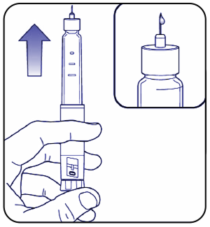 Diagramm zeigt, wie die Dosis des Mounjaro-Pens für die Injektion vorbereitet wird