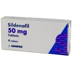 Packung von Sildenafil 50mg 4 Tabletten