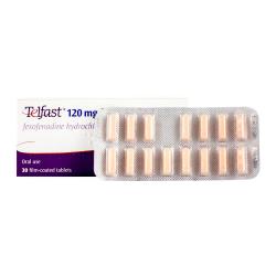 Packung von Telfast 120mg Tabletten