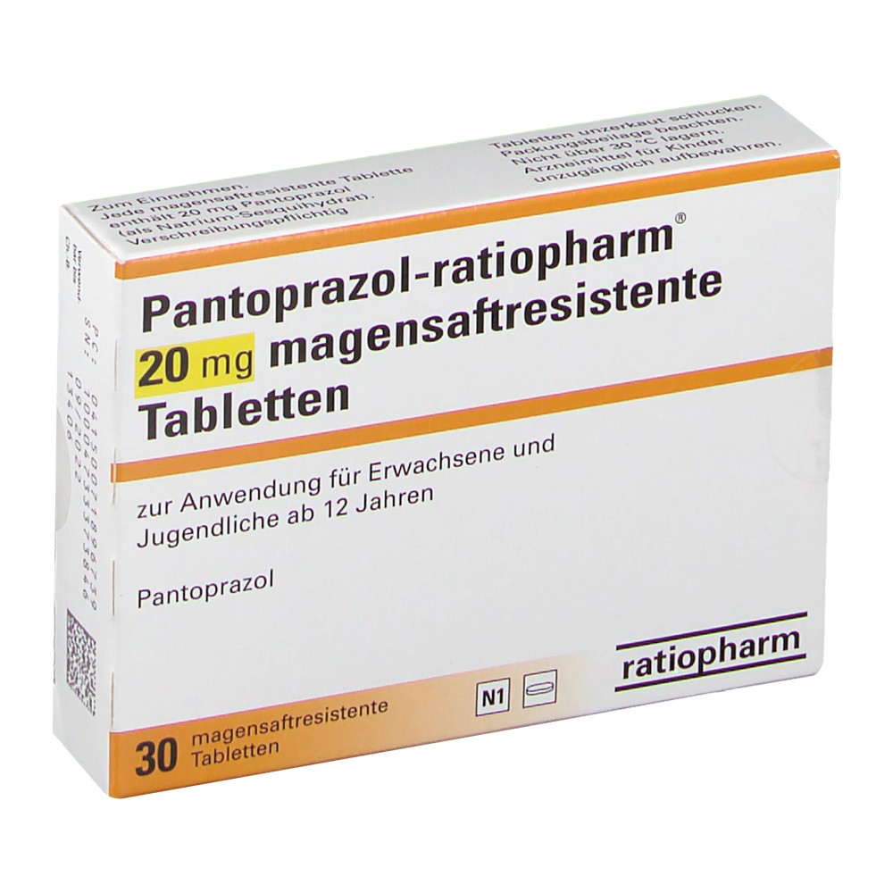 Kaufen Sie Pantoprazol 20 mg Tabletten online gegen Sodbrennen