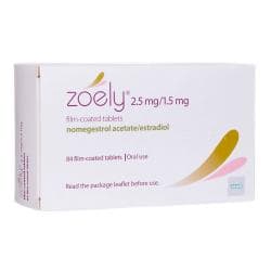 Zoely 84 Filmtabletten mit Nomegestrolacetat und Estradiol Verpackung