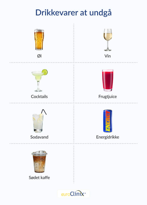 Grafik, der viser et udvalg af usunde drikkevarer