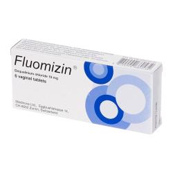 Pakke med Fluomizin (dequalinium chlorid) 10 mg 6 vaginal tabletter