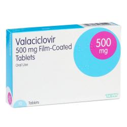 Pakke med 500 mg Valaciclovir tabletter