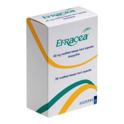 Pakken indeholder 56 modificeret frigivelse af hårde kapsler af Efracea®, der hver indeholder 40 milligram doxycyclin