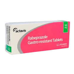 Pakke med 28 Rabeprazol 10 mg gastro-resistente tabletter til oral brug