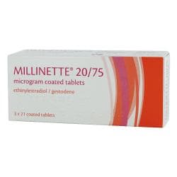 Pakke med Millinette piller