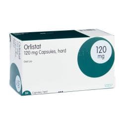 Orlistat pakke med 84 hårde kapser af 12 mg orlistat til oral anvendelse fra Teva