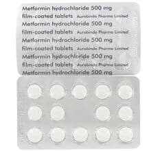 Forside og bagside af 500 mg Metformin tabletter