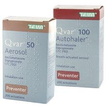 Pakke med Qvar 50 inhalator og Qvar 100 inhalator