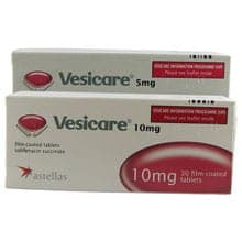 Pakke med Vesicare® 5 mg og 10 mg filmovertrukne tabletter