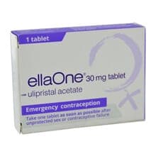 Pakke ellaOne nødprævention med 1 tablet af 30mg Ulipristalacetate