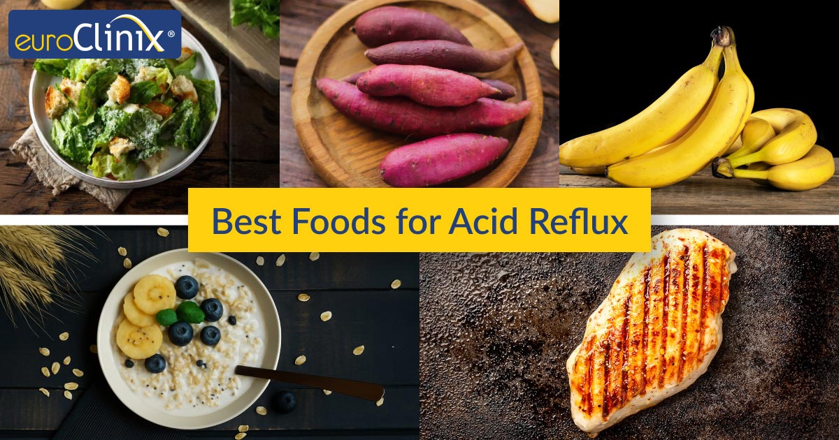 Collage of the best foods for acid reflux