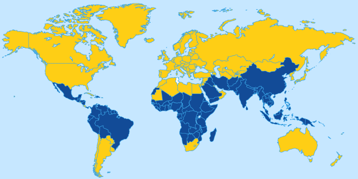 Карта малярии в мире