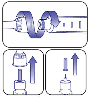 Diagram showing how to attach the needle to Mounjaro pen.