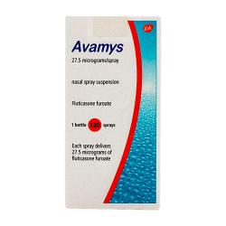 Box of Avamys 27.5mcg nasal spray suspension
