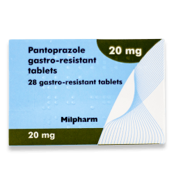 Box contains 28 Pantoprazole gastro-resistant 20mg tablets