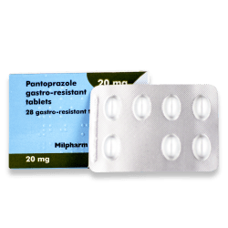 Pack contains 28 Pantoprazole gastro-resistant 20mg tablets with a blister strip