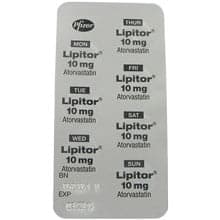 Back view of Lipitor 10mg tablet blister pack
