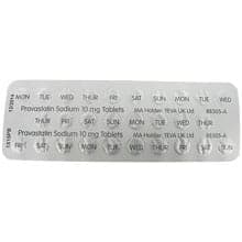 Back view of Pravastatin 10mg tablets blister pack