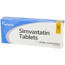 Pack of 28 Simvastatin 20mg film-coated tablets