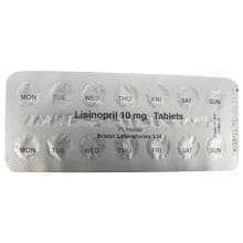 Front and rear view of Lisinopril 2.5mg tablet blister packs