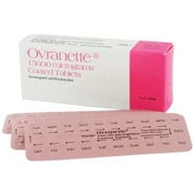 Box of Ovranette® 150/30 micrograms 63 coated tablets with blister pack