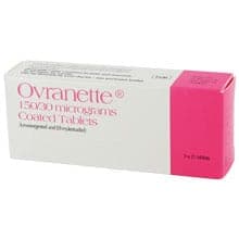 Pack of 63 Ovranette 150/30 micrograms levonorgestrel/ethinylestradiol tablets