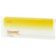 Front and rear view of Cerazette tablets blister packs