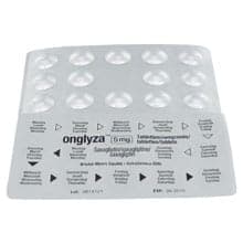 Front and rear view of Onglyza 5mg tablet blister packs