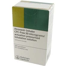 Pack of Atrovent Inhaler CFC-Free 20 micrograms/actuation pressurised inhalation solution