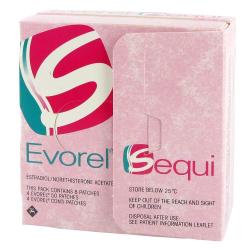 Evorel® Sequi Theramex pack contains 8 transdermal patches