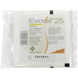 Sachet of Evorel® 25 transdermal patch
