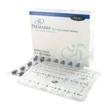 Pack of Premarin® 0.3mg (conjugated estrogens) 84 coated tablets with a blister strip