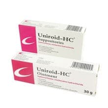 Pack of Uniroid-HC® Suppositories and Ointment