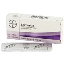 Pack of Levonelle® 1500 microgram levonorgestrel oral tablets with a blister strip