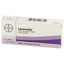 Box of Levonelle® 1500 microgram levonorgestrel oral tablet