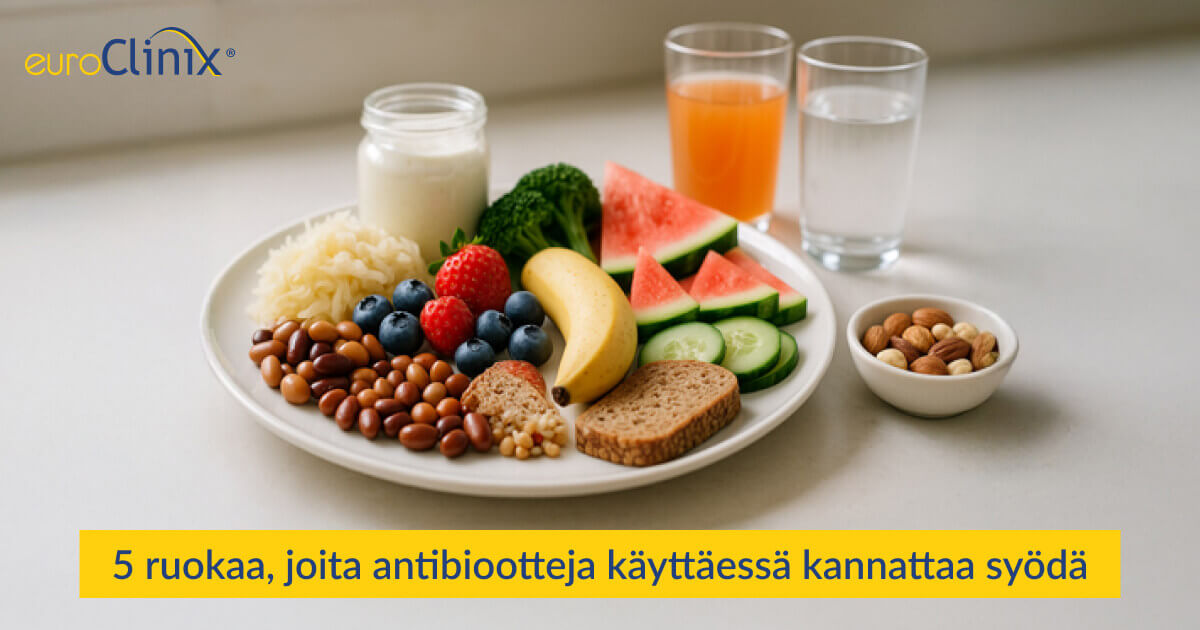 Valikoima terveellisiä ruokia ja juomia lautasella